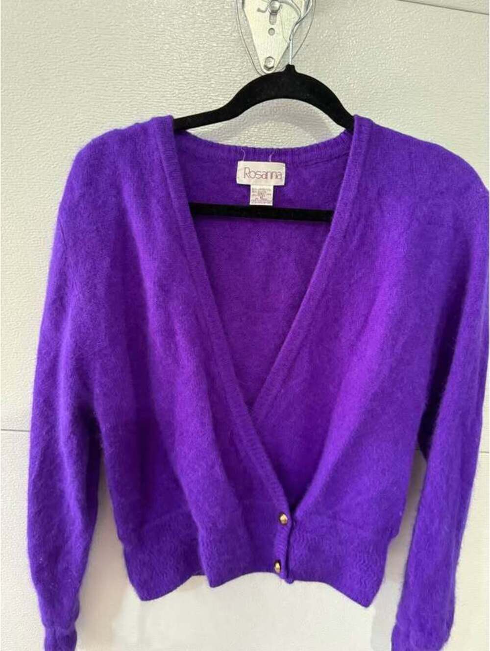 Vintage 1980s Angora Lambswool Cardigan Sweater